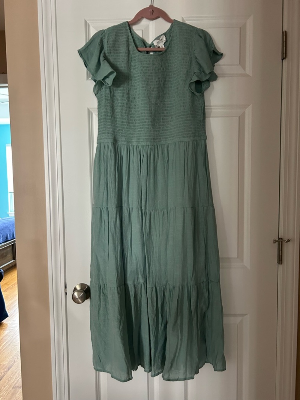 Blu Pepper Sage Green Tiered Maxi Dress